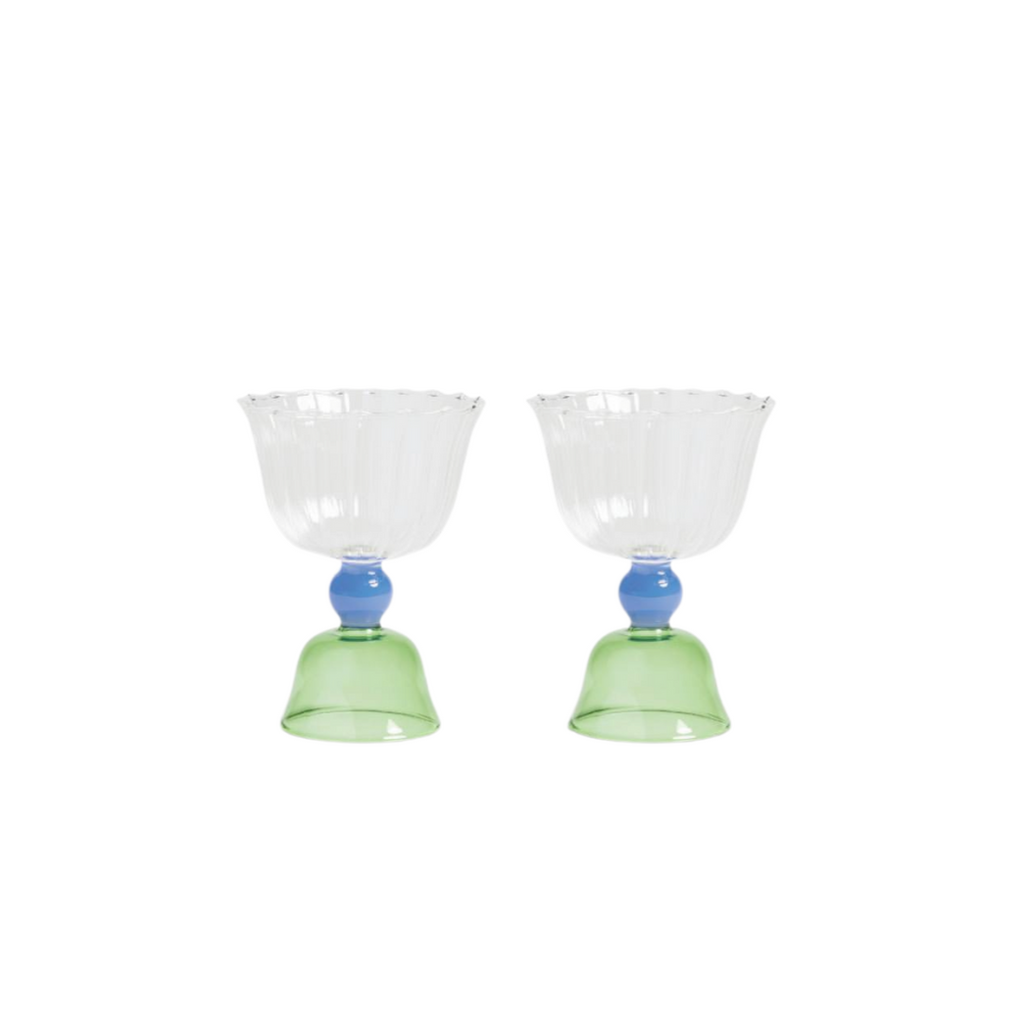 Green Tulip Glass Set of 2