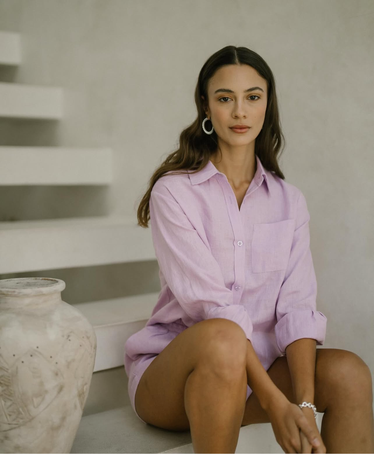 Classic Linen Shirt in Lilac