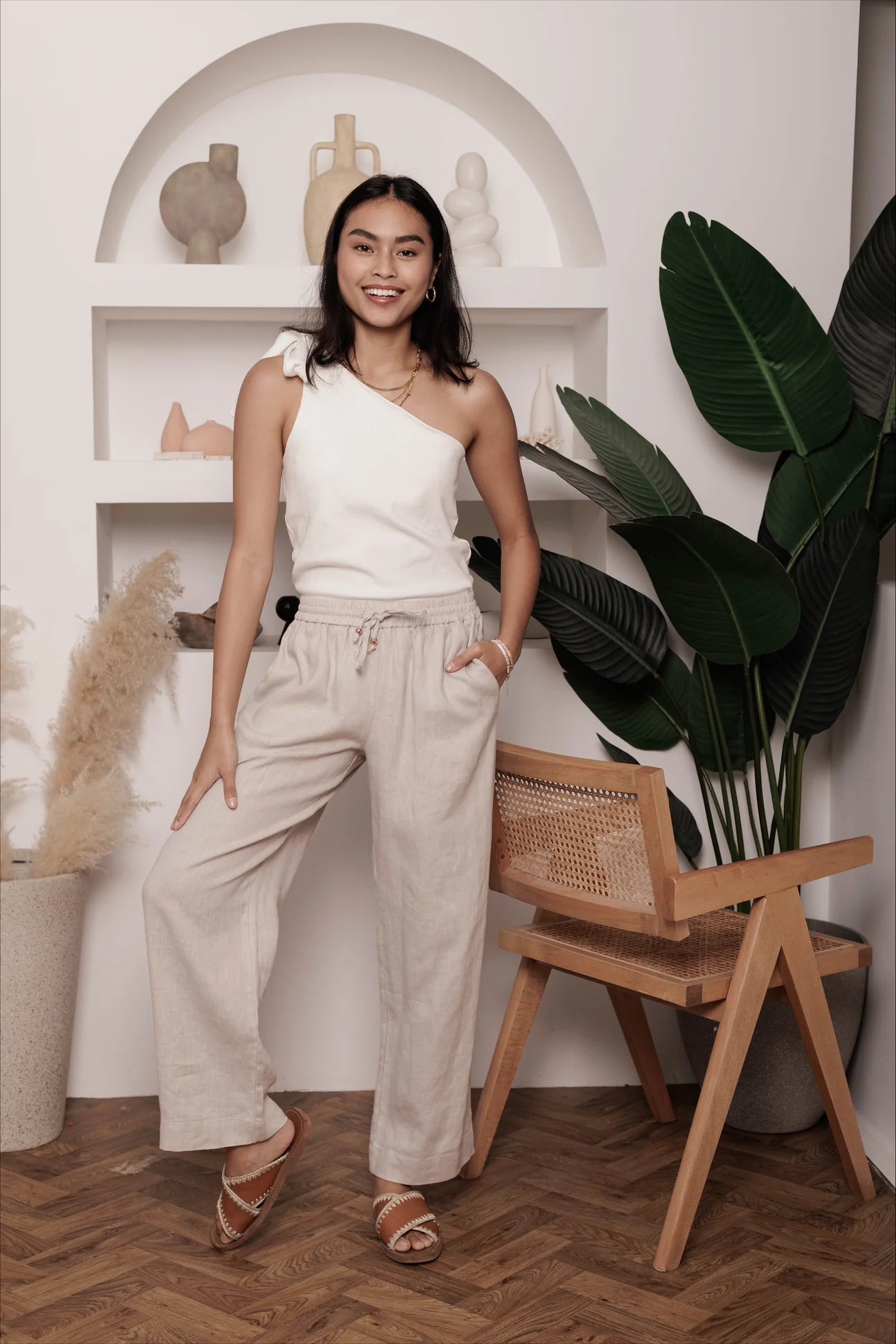 Classic Linen Lounge Pants in Oat