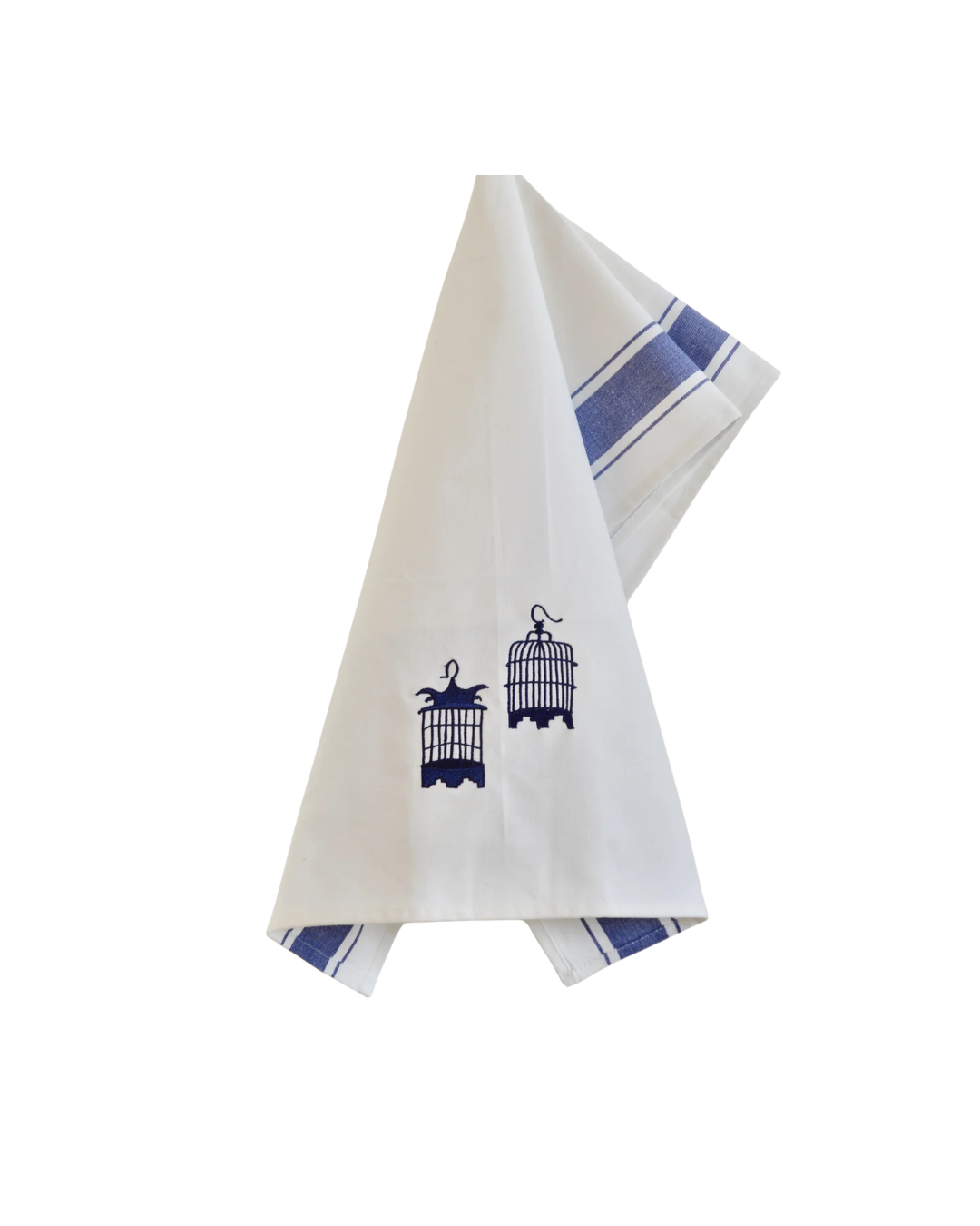 Tea towel with Blue Birdcages