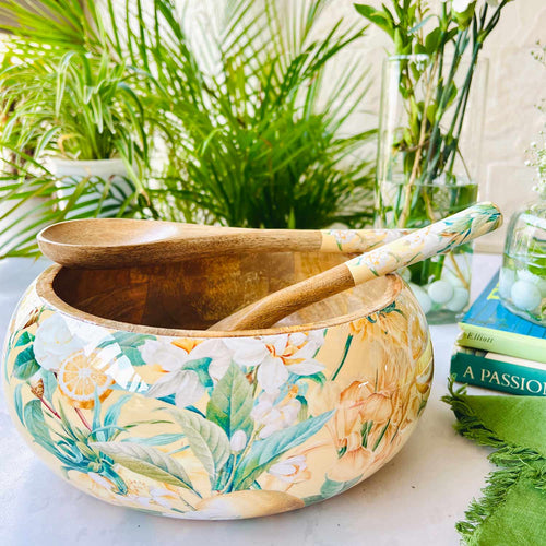 Salad Bowl With Servers Set - Lisbon Lemon