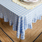 Blue Gingham Ruffle Tablecloth