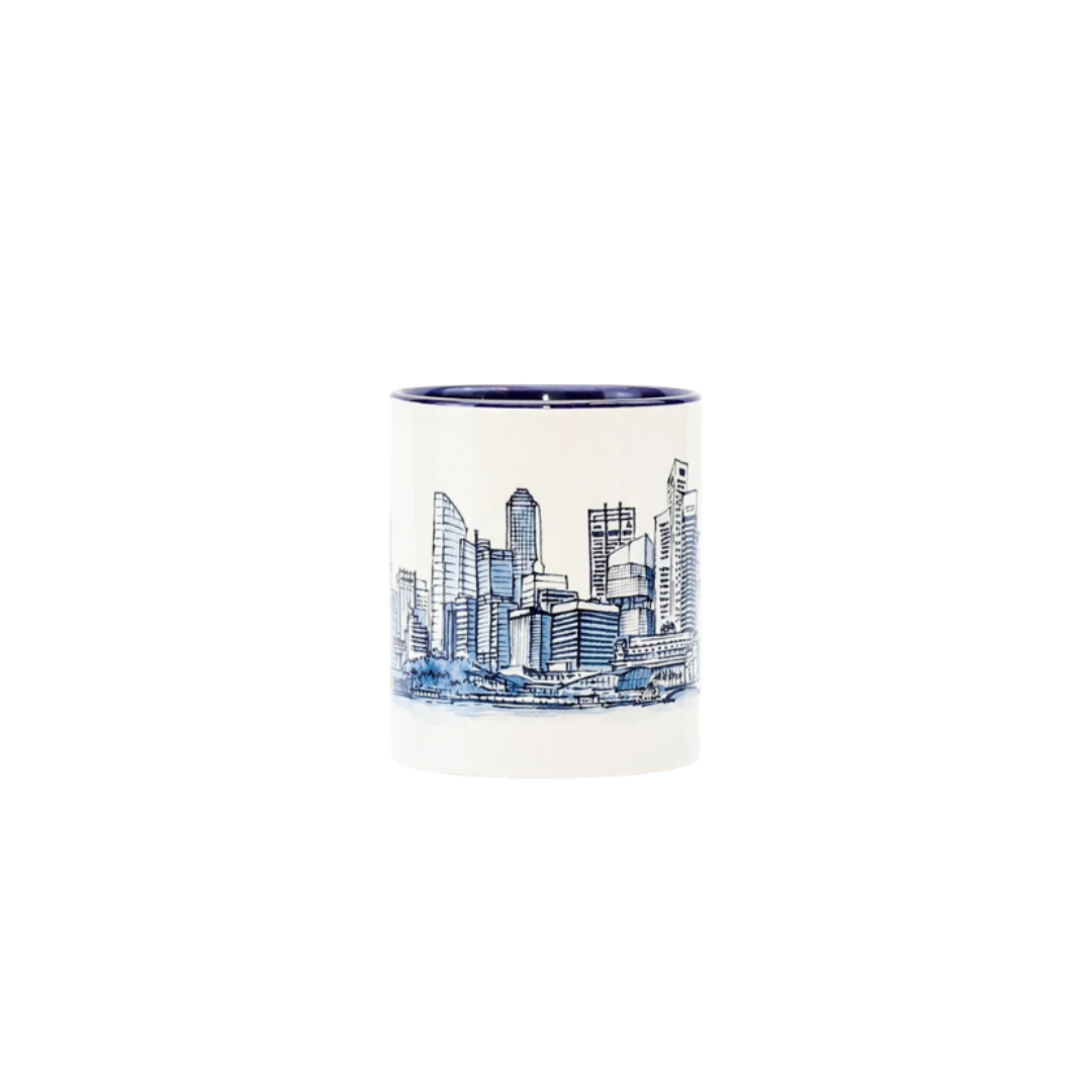 Singapore Themed Mugs Blue & White