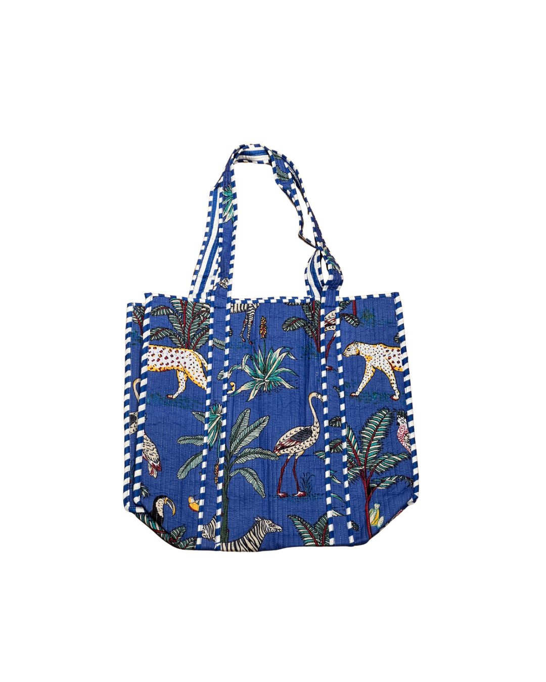 Jungle Block Print Cotton Tote Bag