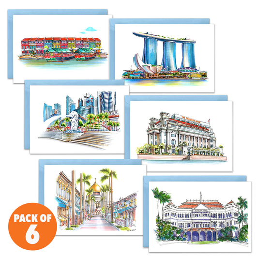 Iconic Singapore Greeting Cards(Pack of 6)