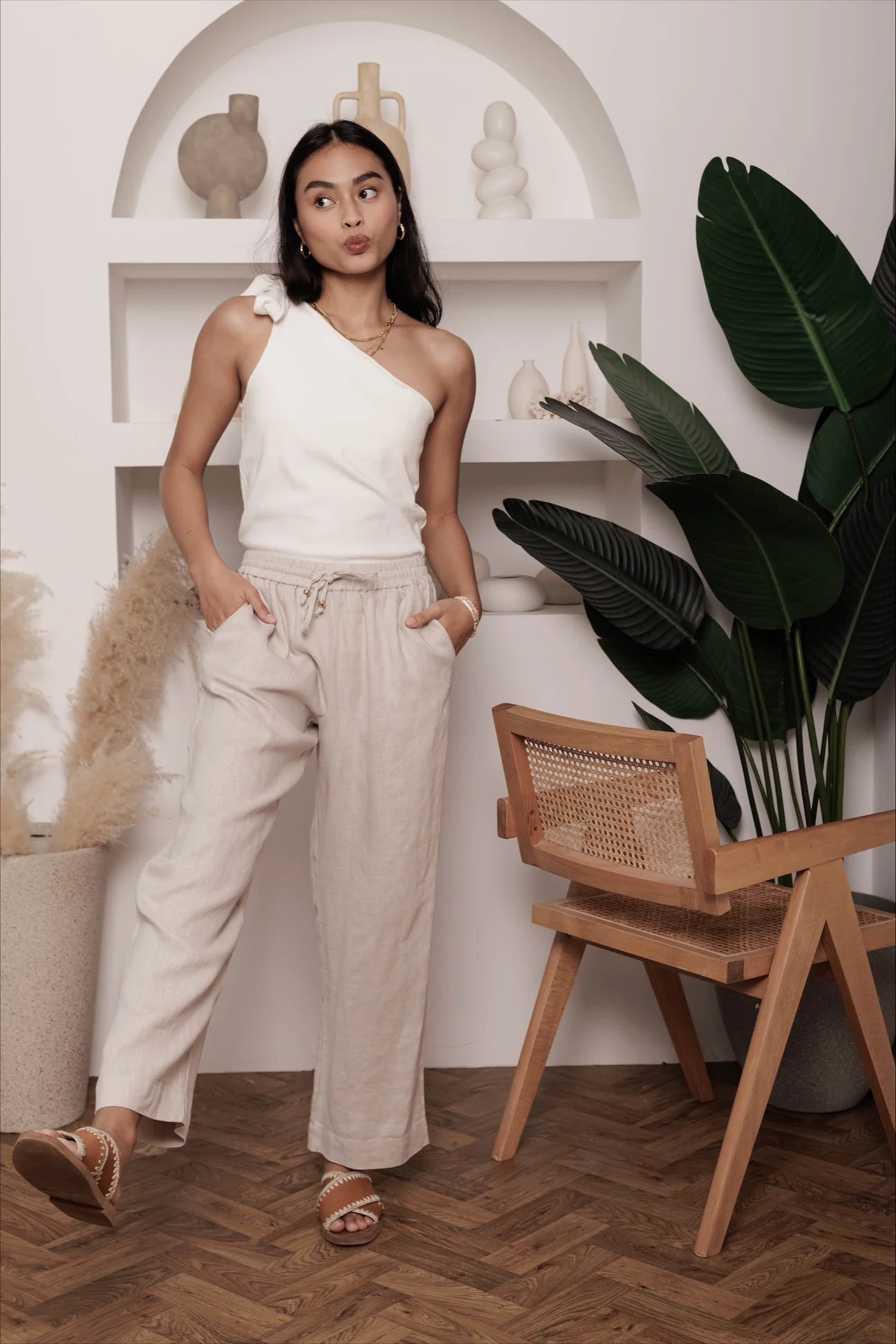 Classic Linen Lounge Pants in Oat