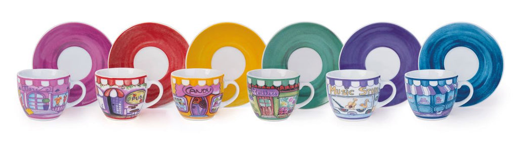 Shops Set of 6 Coffee Cups with Saucer