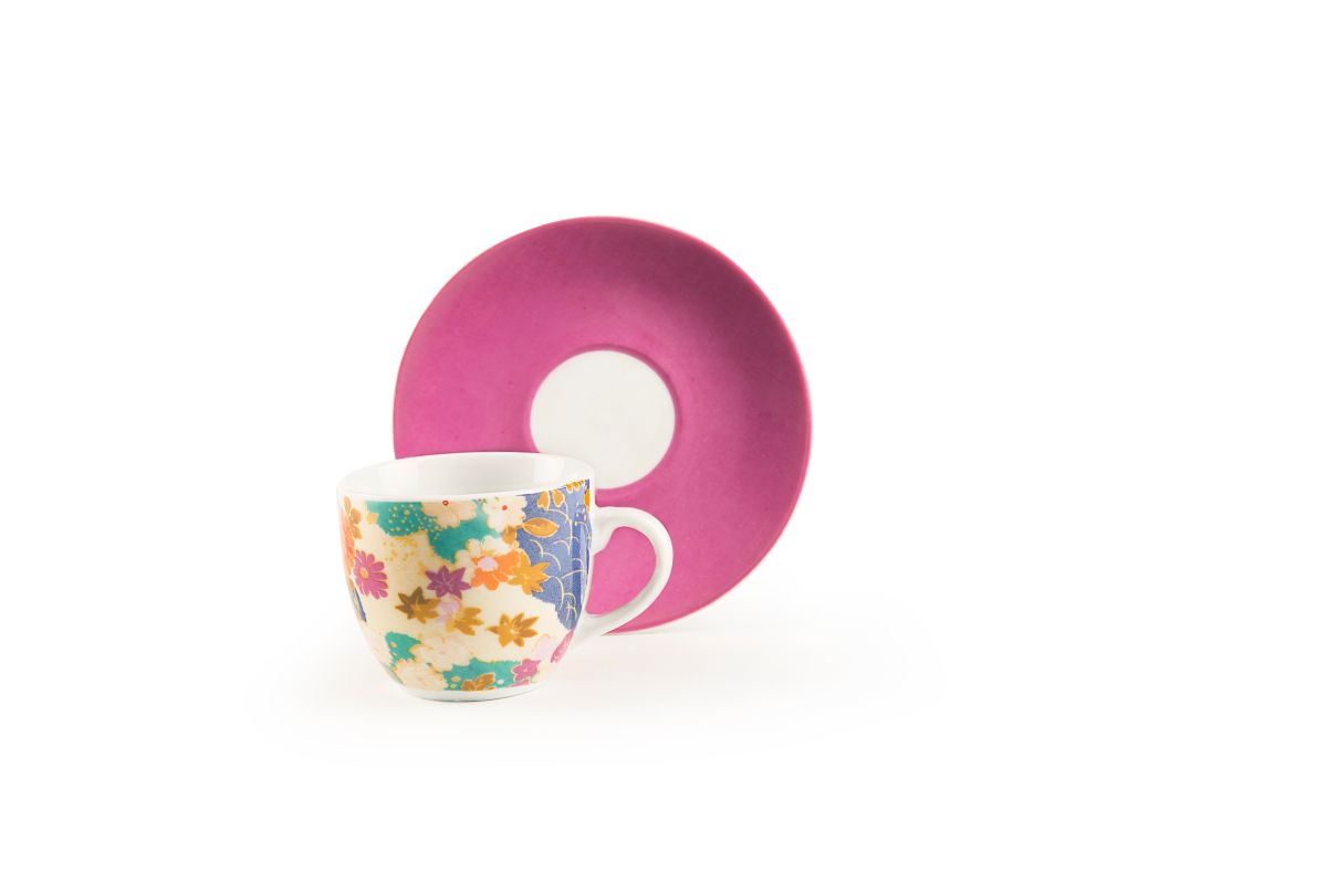 Kimono Set of 6 Coffee Cups with Saucers
