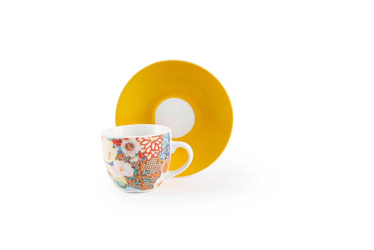 Kimono Set of 6 Coffee Cups with Saucers