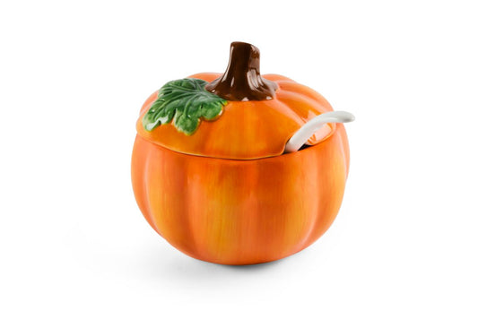 Pumpkin Sugar Bowl with Spoon