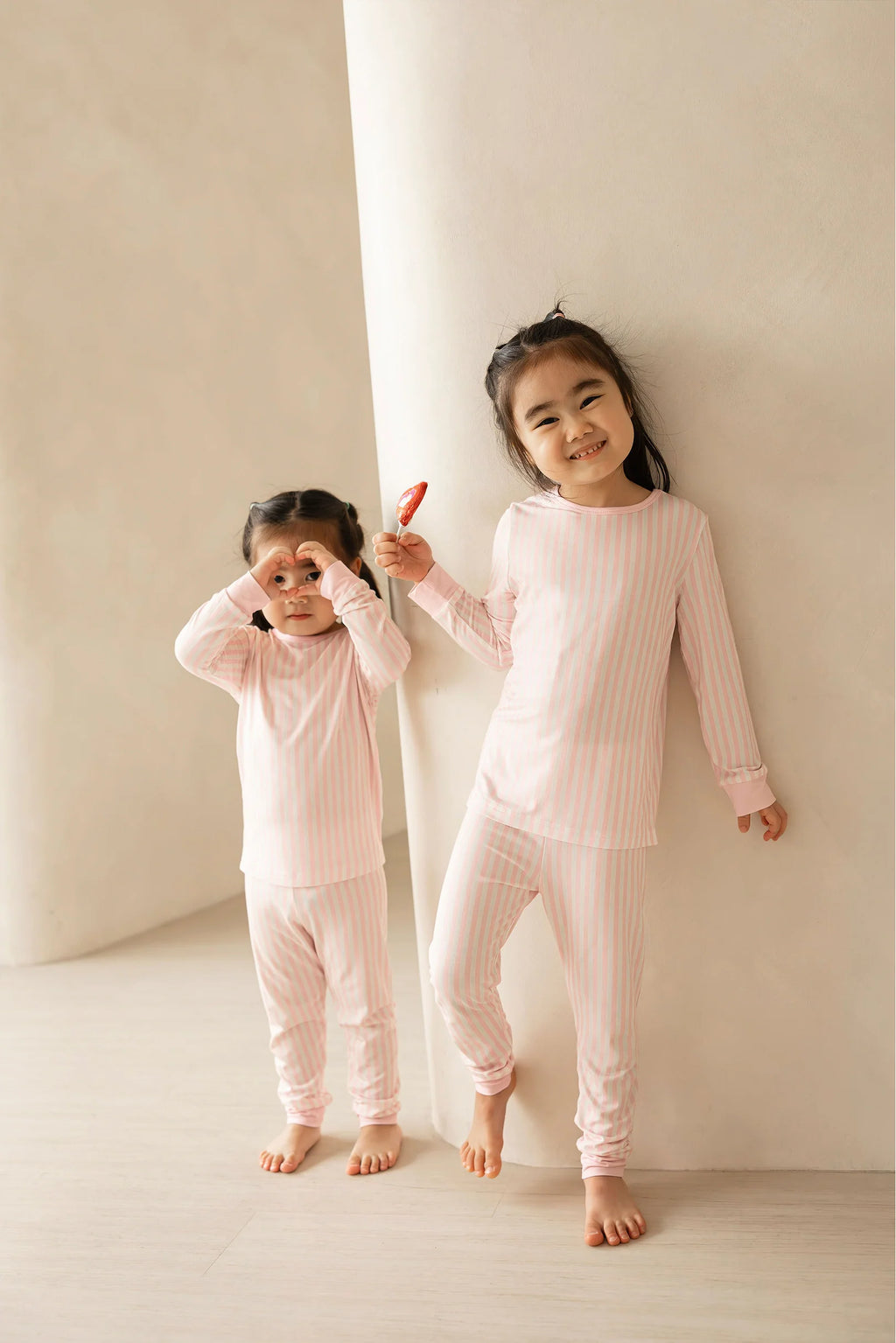 KIDS LONG PYJAMAS SET IN PINK STRIPES