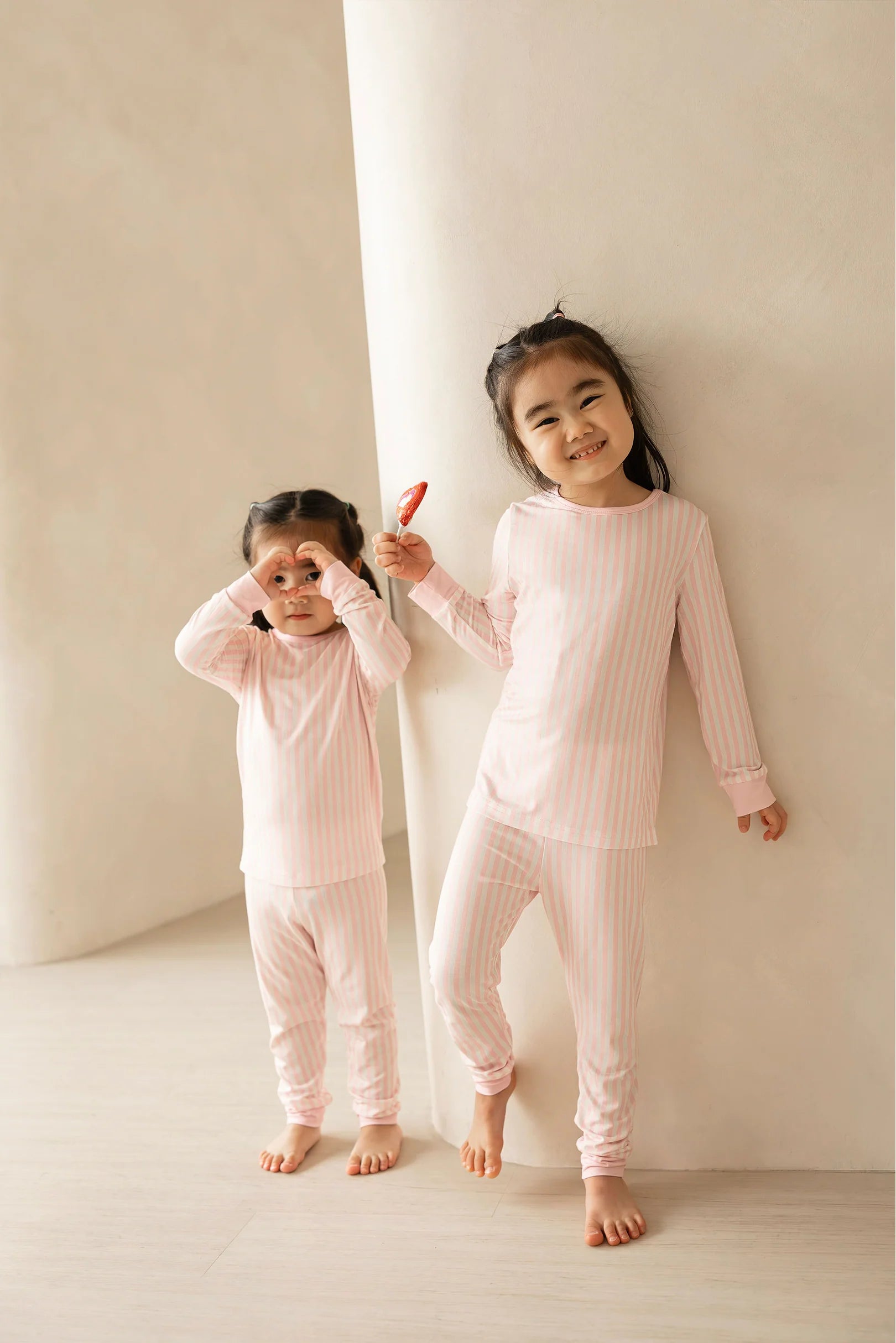 KIDS LONG PYJAMAS SET IN PINK STRIPES