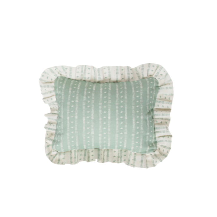 Frill Meuse Cushion in Duck Egg by Kate Medlicott
