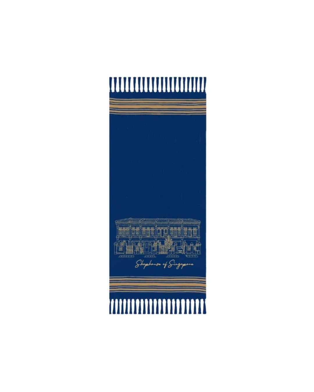 Turkish Towel | Singapore Shophouses (Gold on Blue)