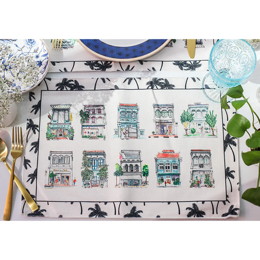 [Gingerlily] Blue Shophouses Placemats (Set of 6)