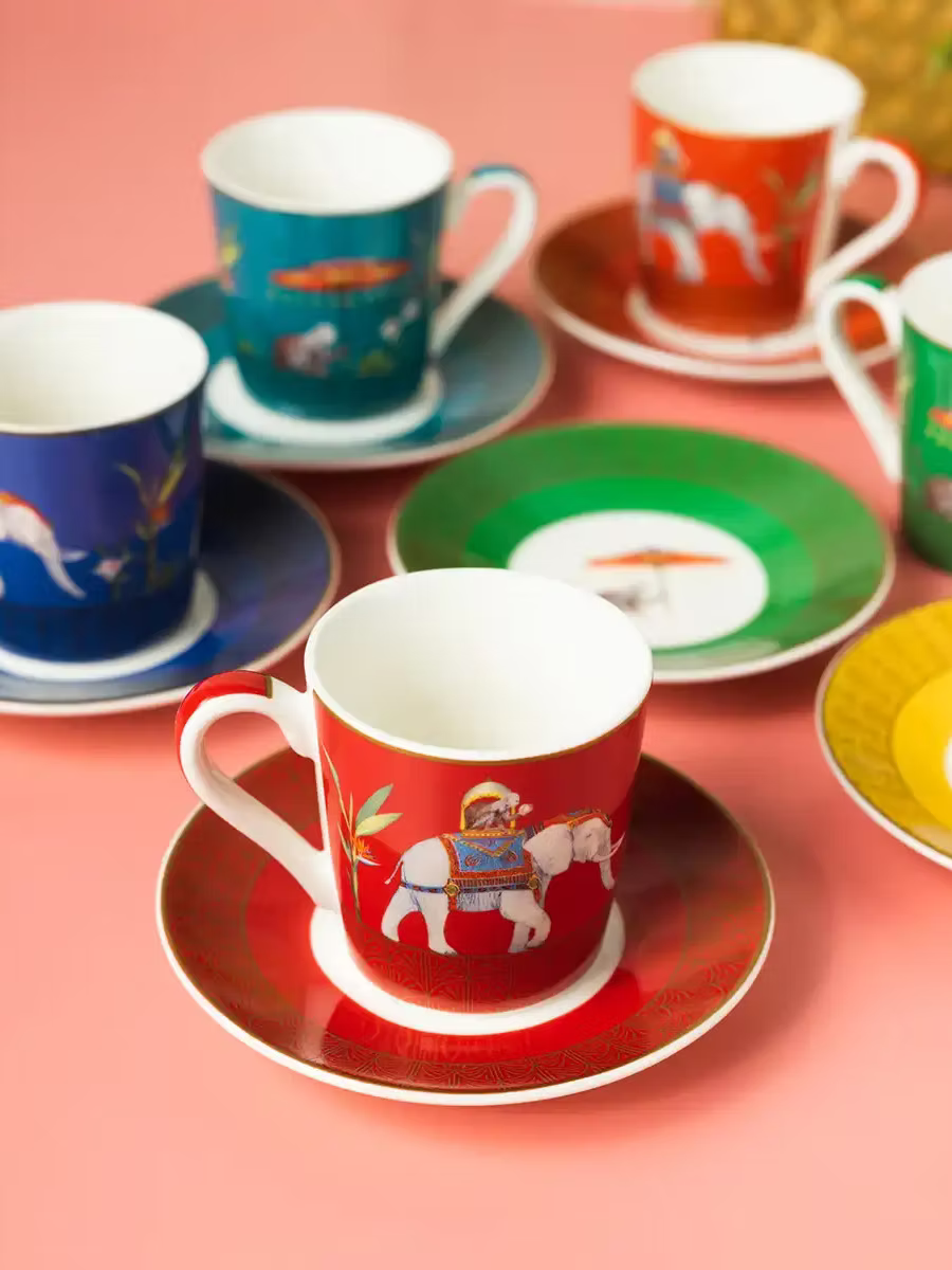 Set of Six Coffee Cups and Saucers 100 ml Marajah