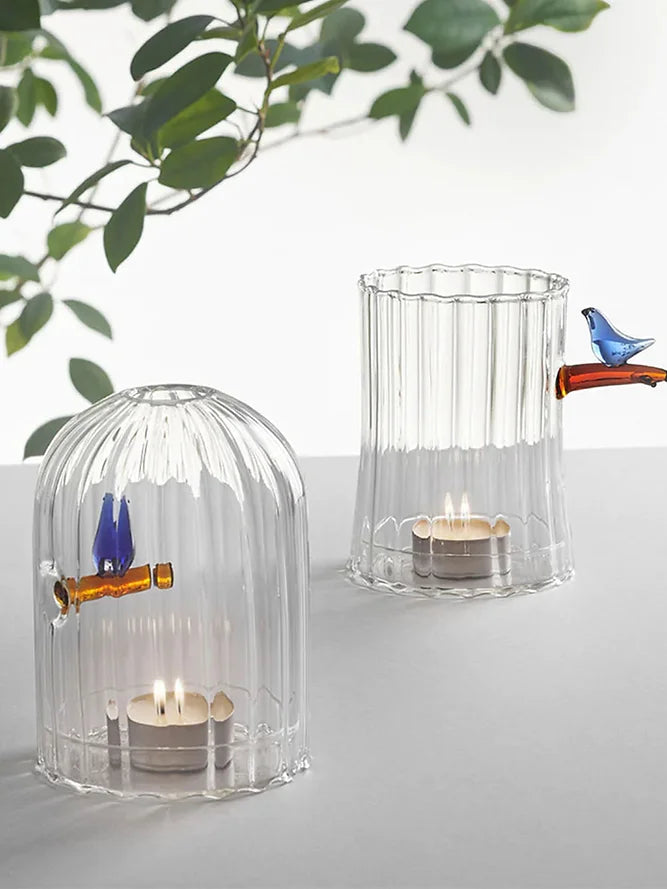 Birds Blue Tealight Lantern by Ichendorf Milano