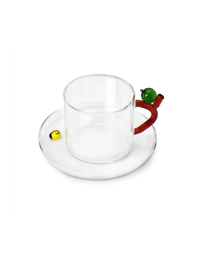 Apple Tea Cup and Ladybug Saucer Fruits and Flower by Ichendorf Milano