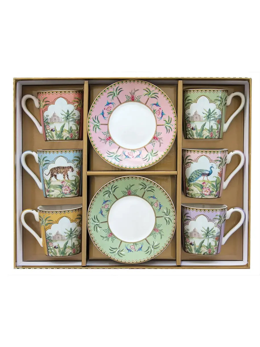 Set of 6 Coffee Cups and Saucers (100 ml)