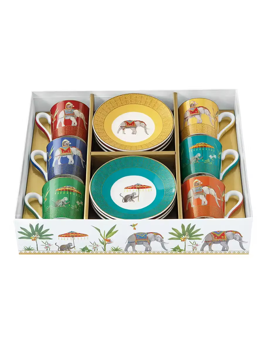 Set of Six Coffee Cups and Saucers 100 ml Marajah
