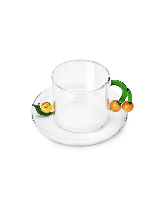 Acorns Tea Cup and Snail Saucer Fruits and Flower by Ichendorf Milano