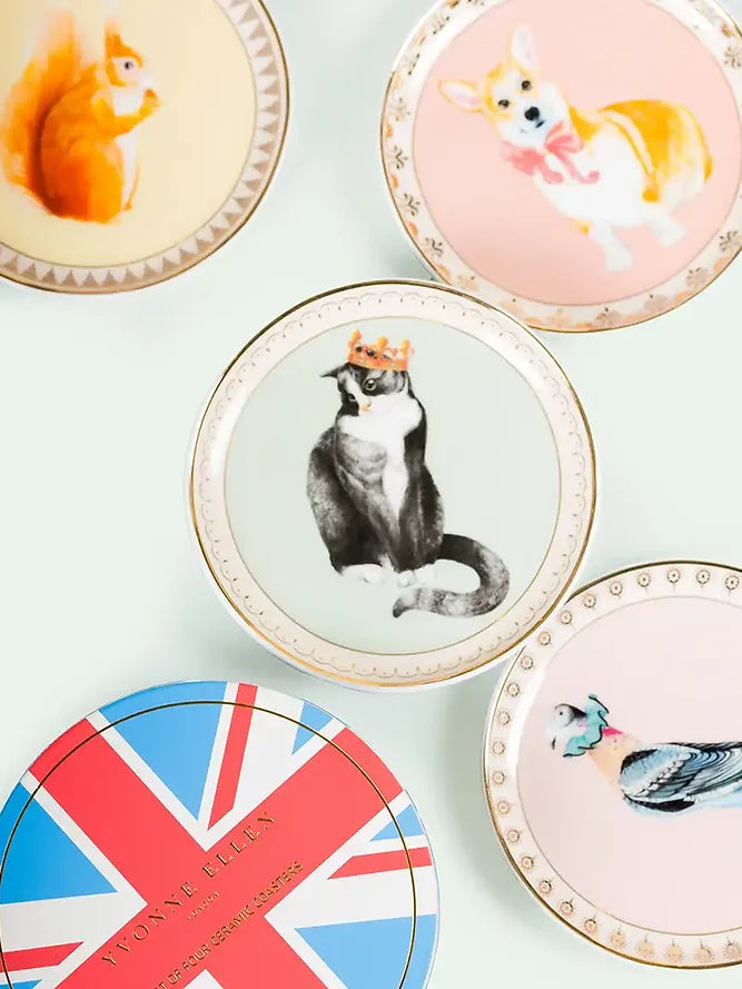 Best of British Ceramic Coasters 10 cm, Set of 4