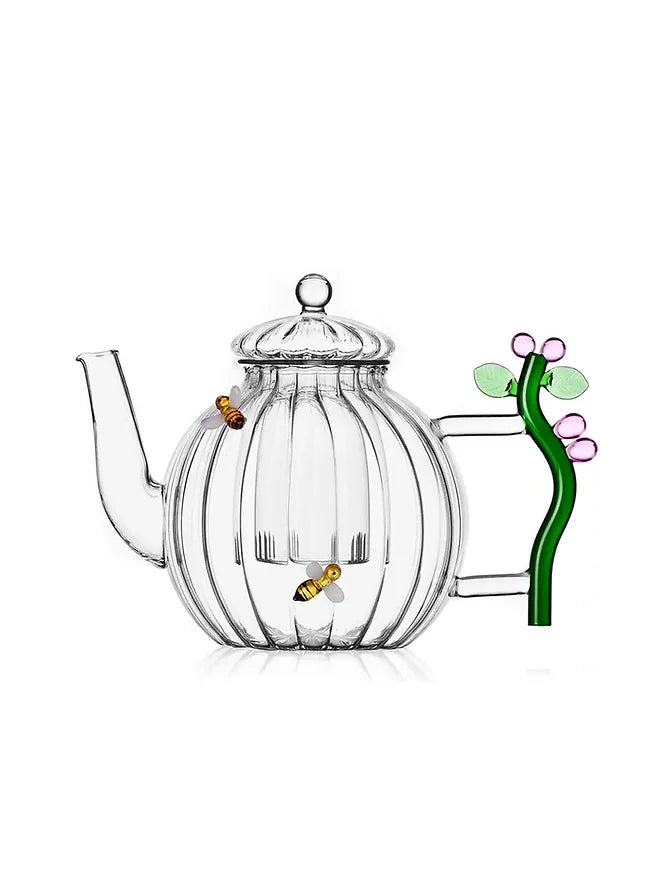 Pink Flower and Bee Teapot by Ichendorf Milano