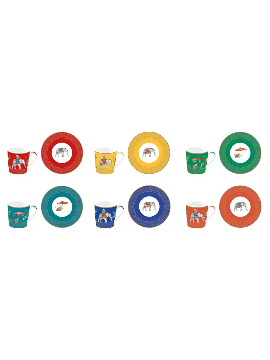 Set of Six Coffee Cups and Saucers 100 ml Marajah