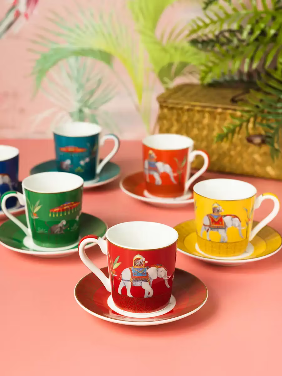 Set of Six Coffee Cups and Saucers 100 ml Marajah