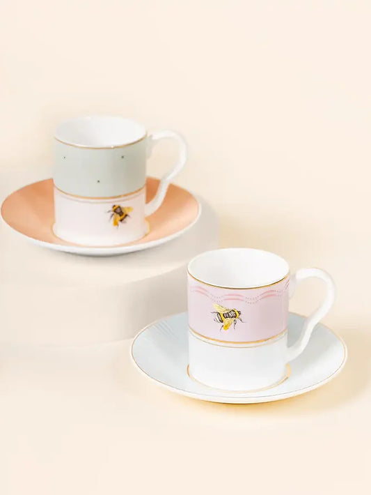 Slogan Espresso Cup and Saucers, Set of 2