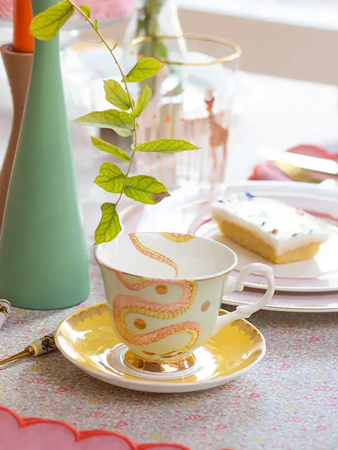 Snakey Teacup and Saucer