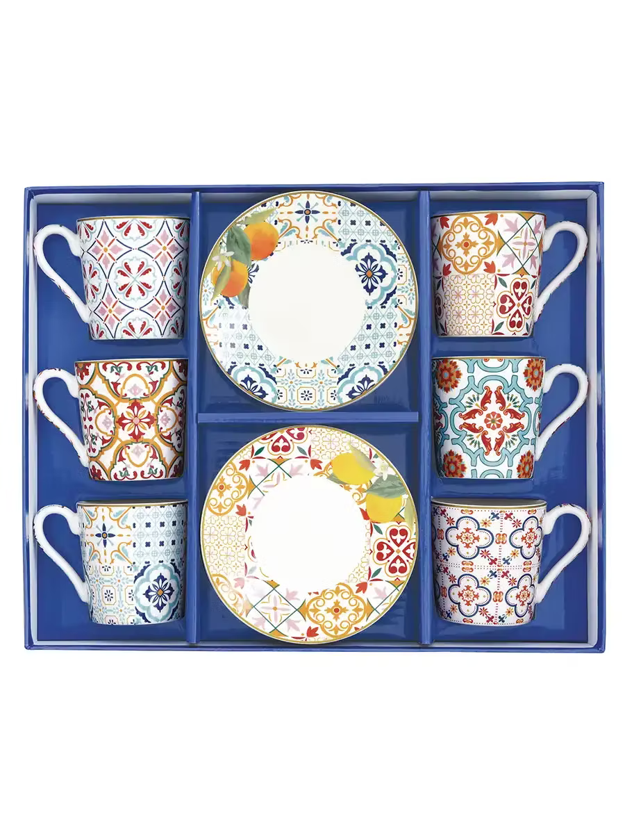 Set of Six Coffee Cups and Saucers 100 ml Siracusa