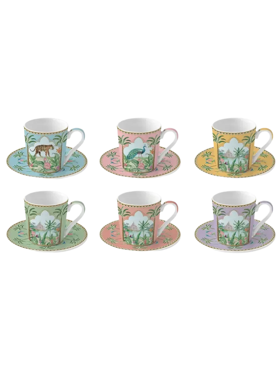 Set of Six Coffee Cups and Saucers (100 ml)