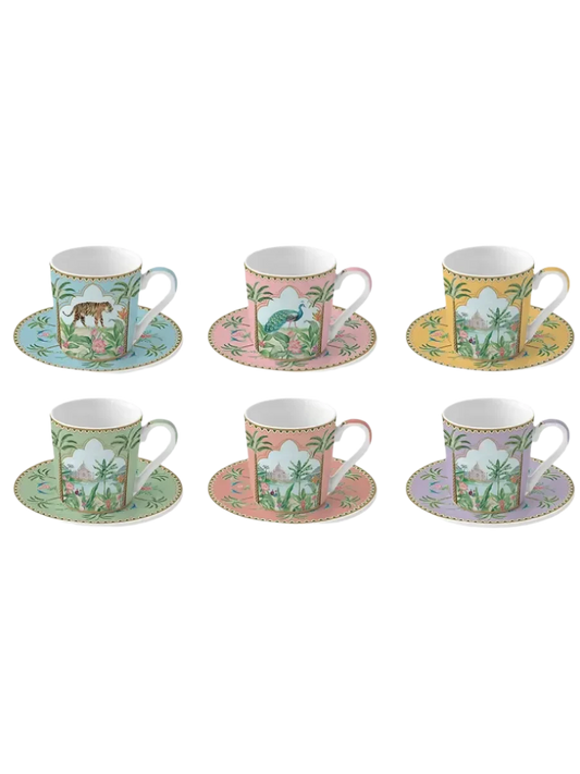 Set of Six Coffee Cups and Saucers (100 ml)