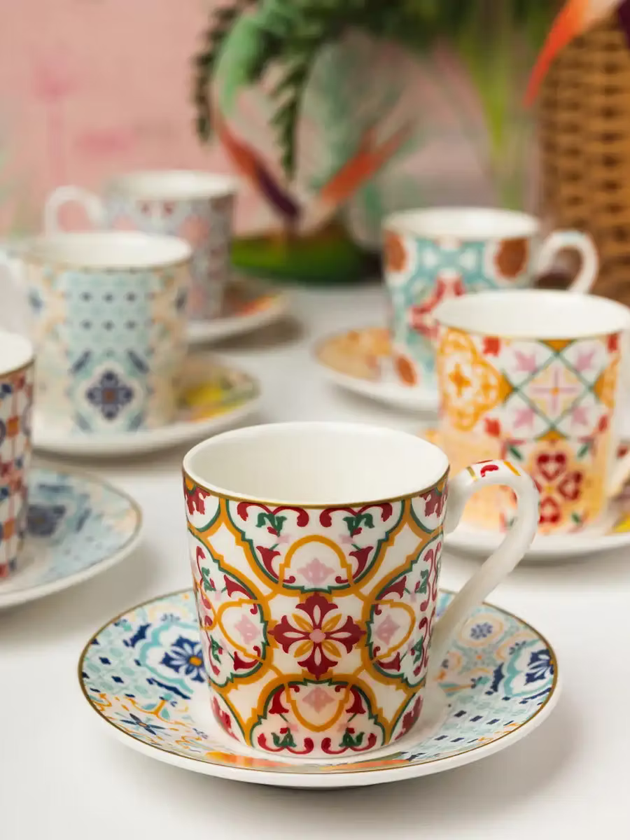 Set of Six Coffee Cups and Saucers 100 ml Siracusa