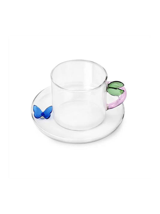 Leaf Tea Cup and Butterfly Saucer Fruits and Flower by Ichendorf Milano