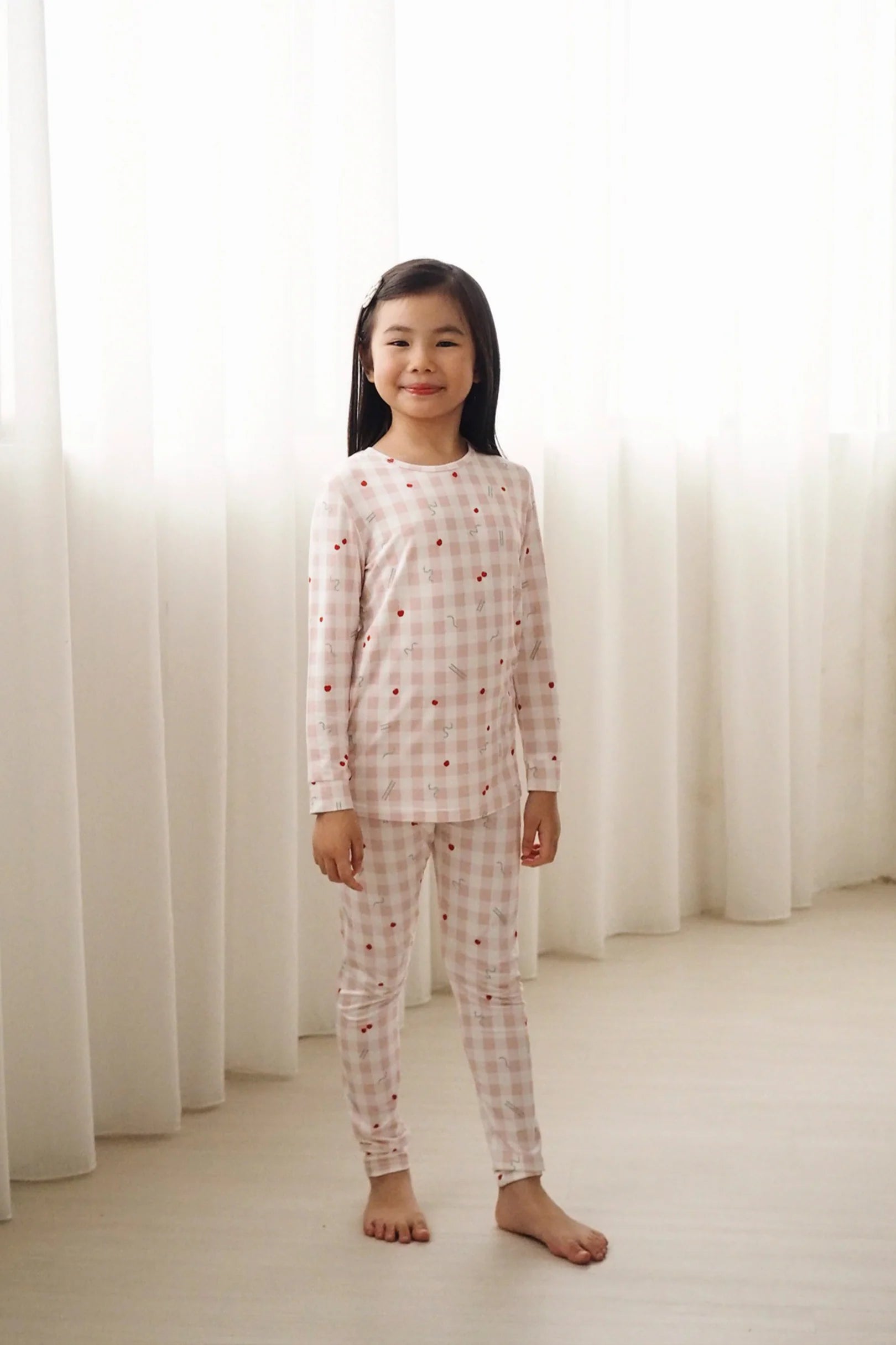 LIMITED EDITION SHEILA SIM KIDS SNAKE & LADDER LONG PYJAMAS SET IN PINK