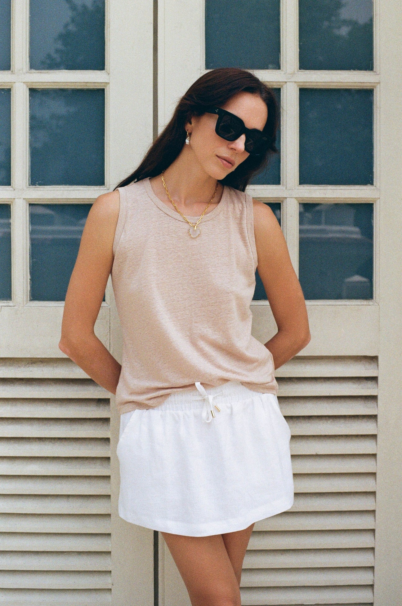 Classic Linen Skirt in White