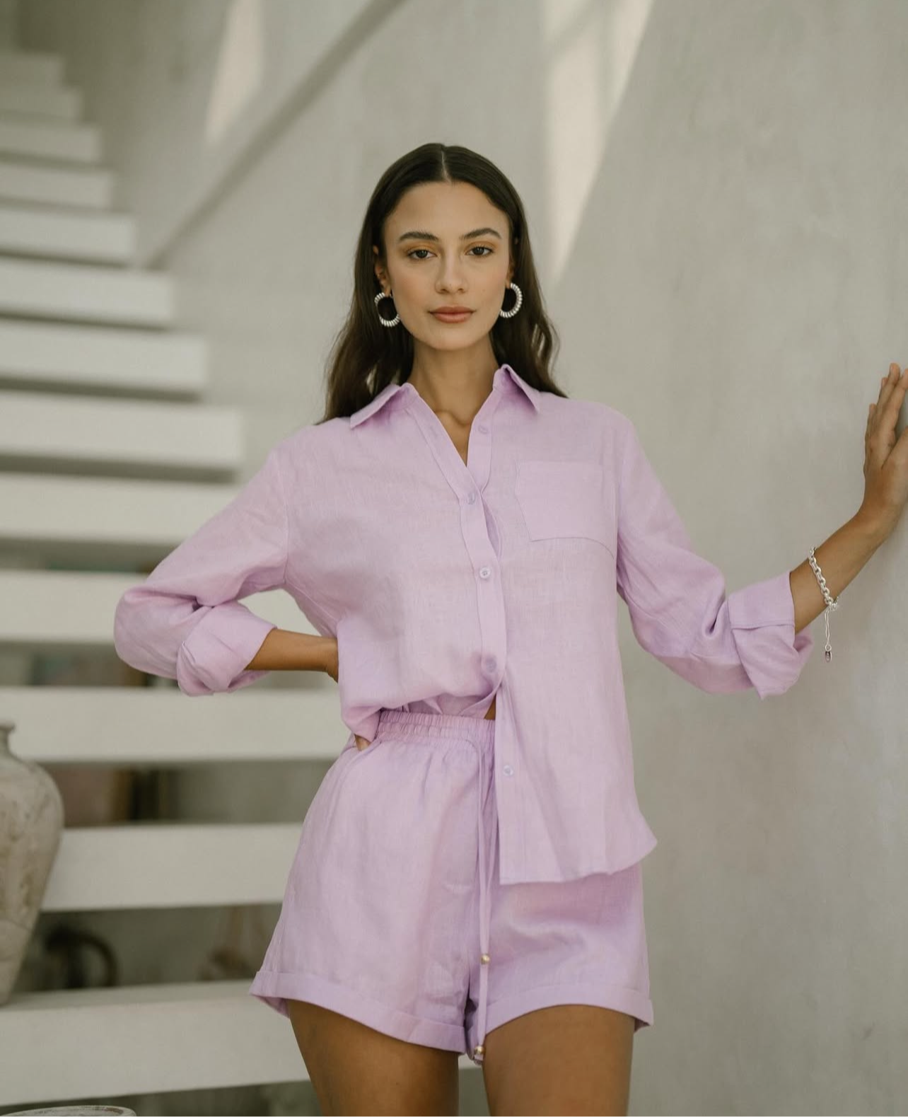 Classic Linen Shirt in Lilac