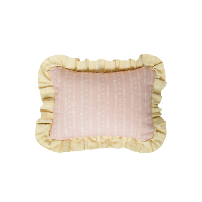 Frill Meuse Cushion in Rose & Macaron by Kate Medlicott