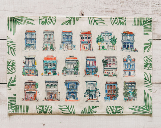 [Gingerlily] Green Shophouses Placemats (Set of 6)