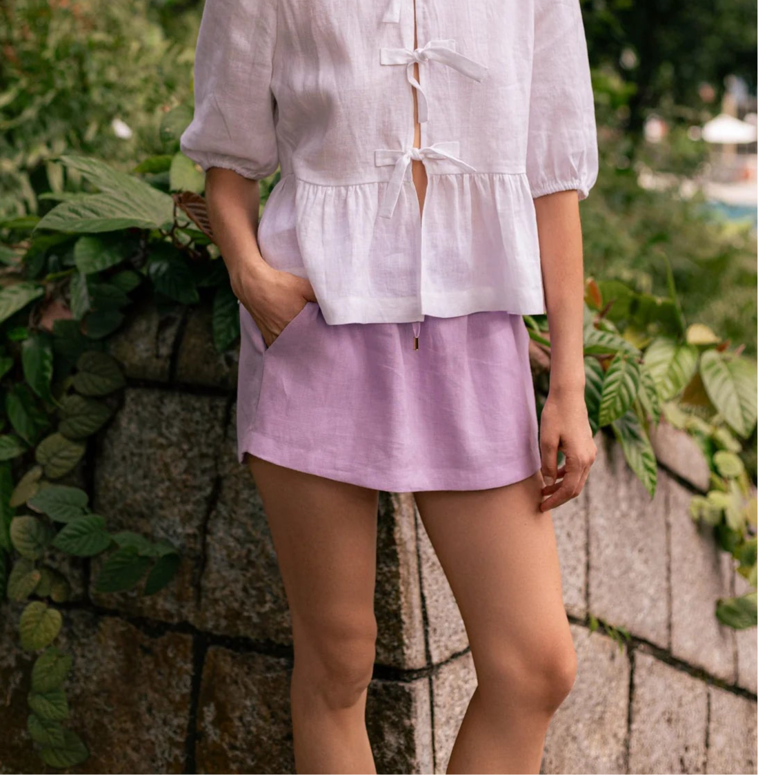 Classic Linen Skirt in Lilac