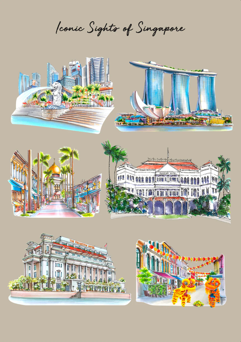 Organic Cotton Tea Towel (Iconic Sights)