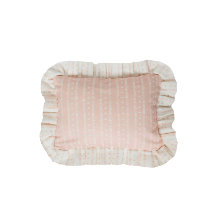 Frilled Meuse Cushion in Rose by Kate Medlicott