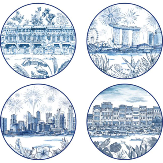 [Gingerlily] Singapore Themed Round Plates - Set of 4