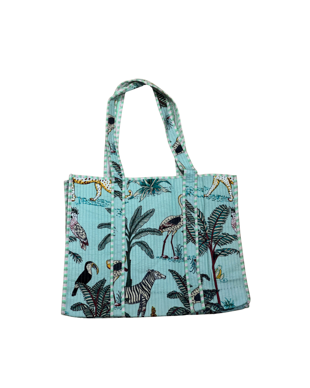 Jungle Block Print Cotton Tote Bag