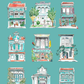 Organic Cotton Tea Towel (Turquoise Joo Chiat Shophouse)