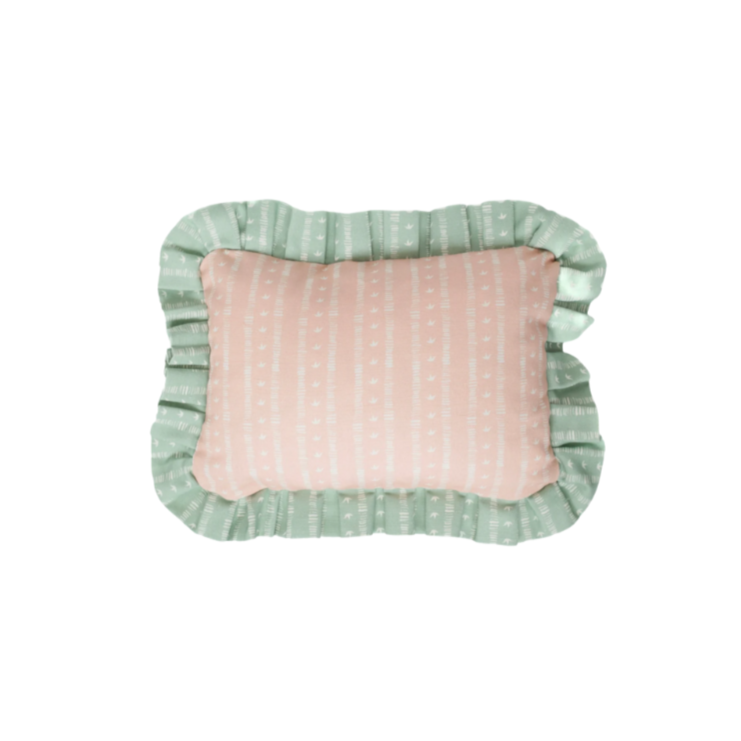 Frill Meuse Cushion in Rose & Duck Egg by Kate Medlicott Sale price