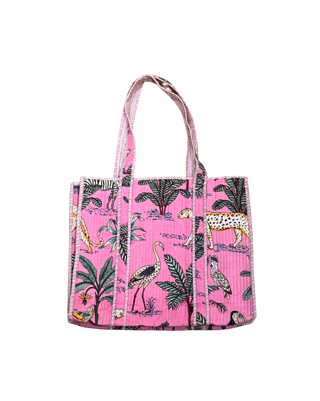 Jungle Block Print Cotton Tote Bag