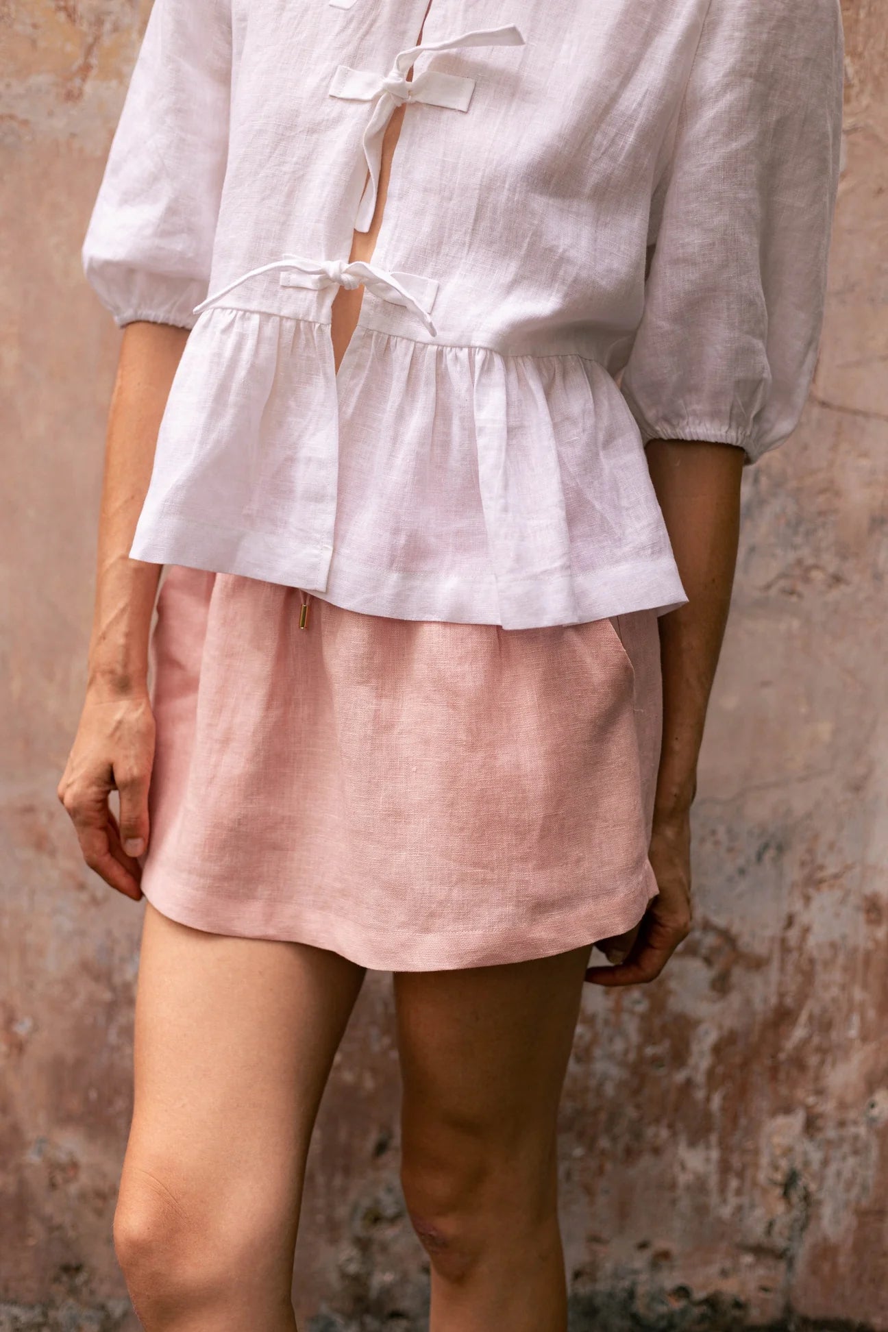 Classic Linen Skirt in Dusty Pink